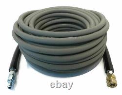 100ft Pressure Washer Hose 4000 PSI Non-Marking Gray With Couplers 275F 3/8