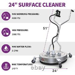 18/20/24Dual Handle Pressure Washer Surface Cleaner 4000PSI+3/8 Quick Connector