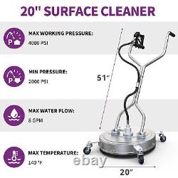 18/20/24Dual Handle Pressure Washer Surface Cleaner 4000PSI+3/8 Quick Connector