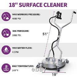 18/20/24Dual Handle Pressure Washer Surface Cleaner 4000PSI+3/8 Quick Connector