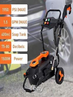 1950 PSI (1.5 GPM) Electric Pressure Washer, 1500w Water-Cooled Induction Motor