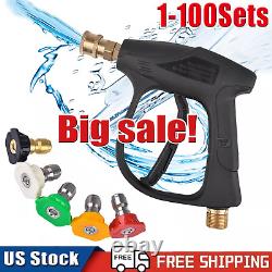 1/4 High Pressure Washer Gun 4000 PSI Car Wash Foam Spray Short Wand with5 Nozzle