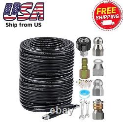 200FT Sewer Jetter Kit for Pressure Washer, Newest 5800PSI Drain Cleaner Hose