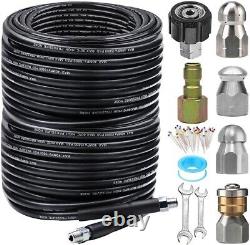 200FT Sewer Jetter Kit for Pressure Washer, Newest 5800PSI Drain Cleaner Hose