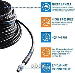 200FT Sewer Jetter Kit for Pressure Washer, Newest 5800PSI Drain Cleaner Hose