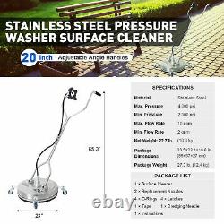 20 Inch Pressure Surface Cleaner Attachment for Power Washers Rated to 4000 PSI