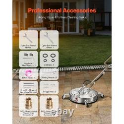 20 Pressure Washer Surface Cleaner 4 Wheels Dual Handle 4000 Max PSI