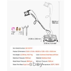 20 Pressure Washer Surface Cleaner 4 Wheels Dual Handle 4000 Max PSI
