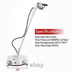 20 Surface Cleaner 4000 PSI Pressure Washer Dual Handle Quick Connector Wheels