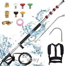24FT Telescoping Pressure Washer Extension 4000PSI with 5 Spray Nozzle Portable