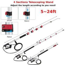 24FT Telescoping Pressure Washer Extension 4000PSI with 5 Spray Nozzle Portable