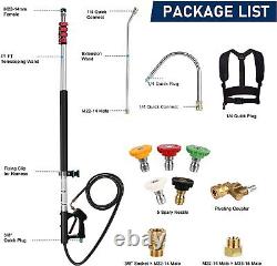 24FT Telescoping Pressure Washer Extension 4000PSI with 5 Spray Nozzle Portable