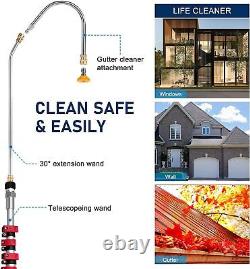 24FT Telescoping Pressure Washer Extension 4000PSI with 5 Spray Nozzle Portable