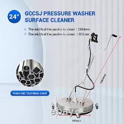 24 Inch Pressure Washer Surface Cleaner Stainless Steel with 4 Spinner Wheels