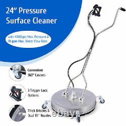 24 Pressure Washer Surface Cleaner 4000 PSI Dual Handle Quick Connector Wheels