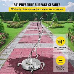 24 Surface Cleaner Pressure Flat 4000 PSI Stainless Steel Rotating Dual Handle