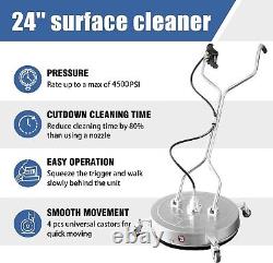 24 inch Pressure Washer Surface Cleaner 4500PSI Power Washer Dual Handle