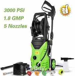 3000PSI 1.8GPM Electric Pressure Washer Power Water Cleaner Machine 5 Nozzles US