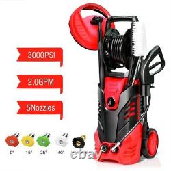 3000PSI Electric High Pressure Washer 2000W 2GPM with Patio Cleaner & 5 Nozzles