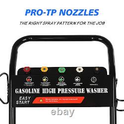 3000PSI Gas Pressure Washer with Wheels for Transport Hose & 5Nozzle for Car Fence
