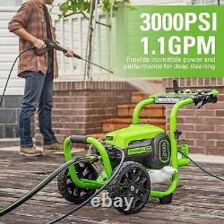 3000 PSI (1.1 GPM) TruBrushless Electric Pressure Washer Heavy Duty Castcam Pump