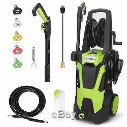 3000 PSI Electric Pressure Washer with Hose Reel & Detergent Tank 5 Nozzle Adapter