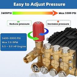 3300PSI Triplex Pressure Washer Water Pump, 3.9GPM, 3/4 Shaft GX200 90036 90028