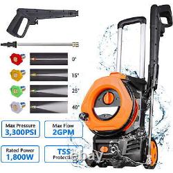 3300 PSI Electric Pressure Washer for Cars Homes Driveways Patios Orange