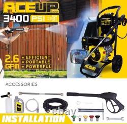 3400PSI Pressure Washer 2.6GPM Gas Power Washer 212CC with Hose/5 Piece Nozzles