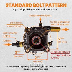3400 PSI Power Pressure Washer Pump for 3/4 Shaft Horizontal Washer Pump 2.5GPM