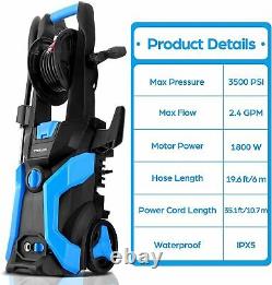 3500PSI 1800W Electric Pressure Washer 2.6GPM`Power Cleaner Machine with4Nozzles