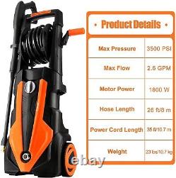 3500PSI Electric Pressure Washer 2.6GPM Power Cleaner Machine with4Nozzles 1800W