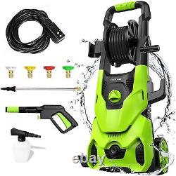 3500PSI Max Electric 2.6GPM Portable Pressure Power Washer Hose Reel 4 Nozzles