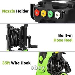 3500PSI Max Electric 2.6GPM Portable Pressure Power Washer Hose Reel 4 Nozzles