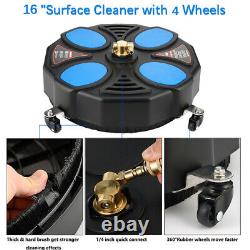 3600PSI 16 Pressure Washer Surface Cleaner+2 Extension Wand and 1/4 Connector