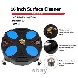 3600PSI 16 Pressure Washer Surface Cleaner+2 Extension Wand and 1/4 Connector