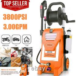 3800PSI 3.0GPM Electric Pressure Washer Power Water Cleaner Machine & Hose Reel