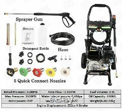 4200PSI 3.0GPM Gas Pressure Washer High Power Water Cleaner Machine 5Nozzles 7HP