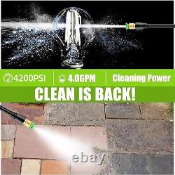 4200 PSI Electric Pressure Washer- 4.0 GPM High Power Machine with 4-in-1 Qui