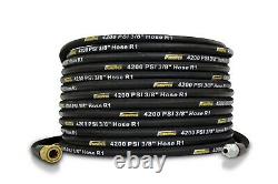 50FT Steel Braided 4200 PSI, 3/8 Pressure Washer Hose Commercial Grade