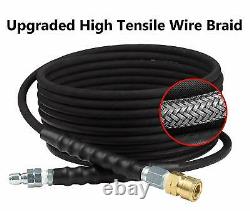 50FT Steel Braided 4200 PSI, 3/8 Pressure Washer Hose Commercial Grade