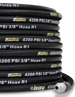 50FT Steel Braided 4200 PSI, 3/8 Pressure Washer Hose Commercial Grade