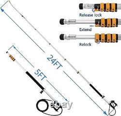 524FT Telescoping Pressure Washer Extension 4000PSI with 5 Spray Nozzle 6GPM