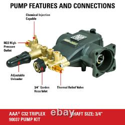 530016 AAASimpson Pressure Washer Pump 2.5 GPM @ 3700 PSI Max 3/4 Hollow Shaft
