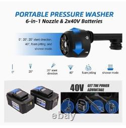 960 PSI Pressure Washer Cordless Power Washer- 2 40V Batteries, Portable Blue