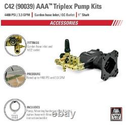 AAA Fully Plumbed 4400 PSI 3.3 GPM Horizontal Triplex Pressure Washer Pump Ki
