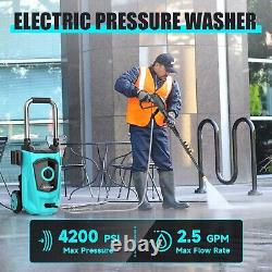 Acquax Electric Pressure Washer Max 4200PSI 2.5 GPM High Power Washer TPU Hose