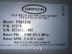 BRAND NEW Simpson PRO Series 3700 PSI Pressure Washer Model #PS61370