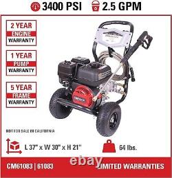 Cleaning CM61083 Clean Machine 3400 PSI Gas Pressure Washer, 2.5 GPM, CRX Engine