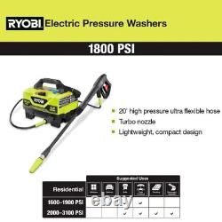 Cold Water Electric Pressure Washer 1800 PSI 1.2 GPM